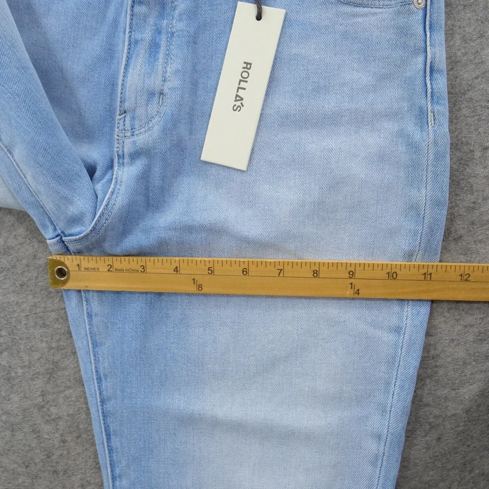 Rollas Dusters Jeans Womens 30 Blue Bootcut Crop High Rise Distressed Light New